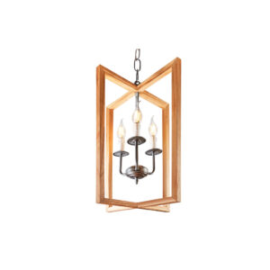 ARAÑA MADERA RECTANGULAR 3 LUCES