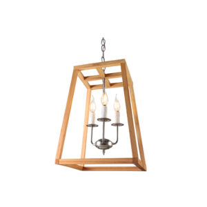 ARAÑA MADERA TRAPECIO 3 LUCES
