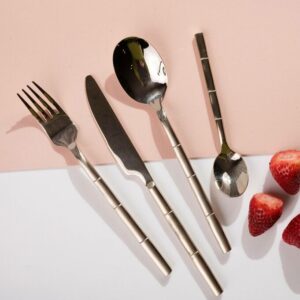 Set de Cubiertos Bambu - Champagne Gold Combinado x 16 pzas.