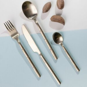Set de Cubiertos Bambu - Champagne Gold Matte x 16 pzas.