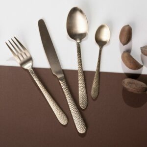 Set de Cubiertos Martele - Champagne Gold Matte x 16 pzas.